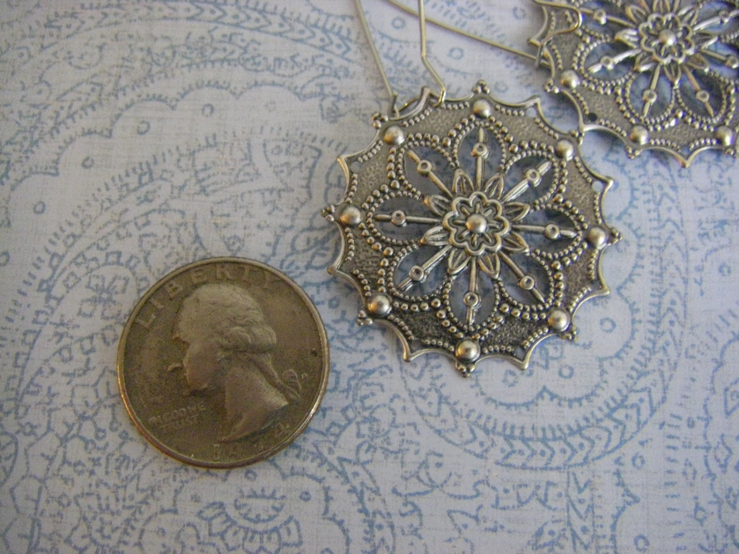 Antique Silver Gypsy Flower Bohemian Earrings